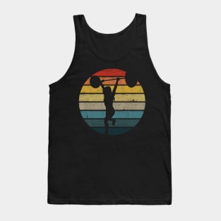 Lifting Weights Silhouette On A Distressed Retro Sunset product Tank Top